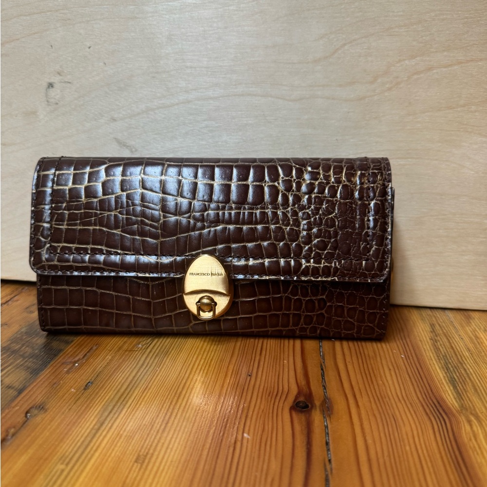 Vintage Francesco biasa Brown and gold Croc-Embossed Leather - Picture 2 of 15
